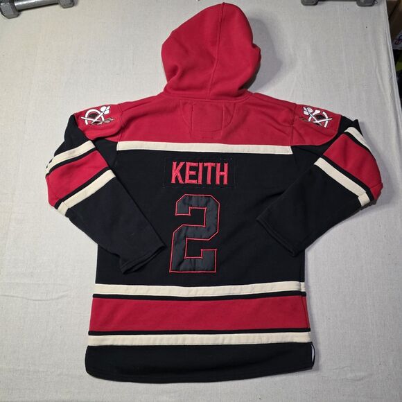 Old Time Hockey #2 Keith Chicago Blackhawks Sweatshirt Hoodie M Skeleton Skull - Picture 2 of 12